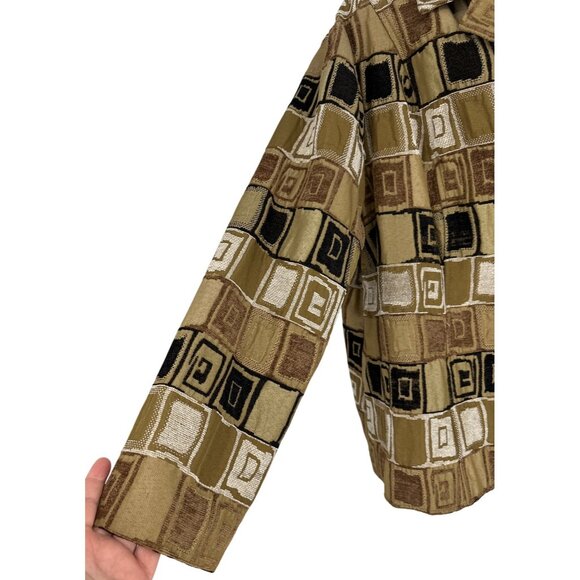 Lane Bryant Womens Plus Size 26/28W Geometric Pattern Jacket Beige/Black/Gold Bu - Picture 3 of 8